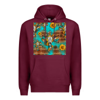 Burgundy bull skull cross seamless pattern Premium Hoodie - HRA Design Shop