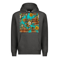 Charcoal Heather bull skull cross seamless pattern Premium Hoodie - HRA Design Shop