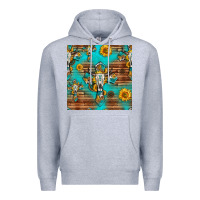 Heather Grey bull skull cross seamless pattern Premium Hoodie - HRA Design Shop