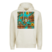 Oatmeal Heather bull skull cross seamless pattern Premium Hoodie - HRA Design Shop