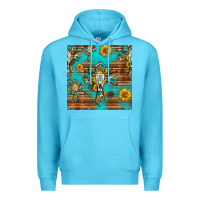 Ocean Blue bull skull cross seamless pattern Premium Hoodie - HRA Design Shop