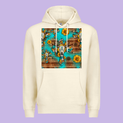 Bull Skull Cross Seamless Pattern Premium Hoodie Designed By Hra Design Shop
