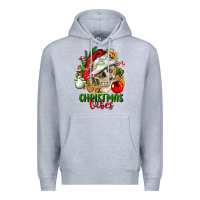 Heather Grey Christmas Vibes Human Skull Premium Hoodie - FaDigitalArtStudio