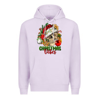 Lilac Christmas Vibes Human Skull Premium Hoodie - FaDigitalArtStudio