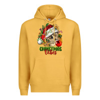 Mustard Christmas Vibes Human Skull Premium Hoodie - FaDigitalArtStudio