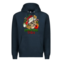 Navy Christmas Vibes Human Skull Premium Hoodie - FaDigitalArtStudio