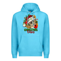 Ocean Blue Christmas Vibes Human Skull Premium Hoodie - FaDigitalArtStudio