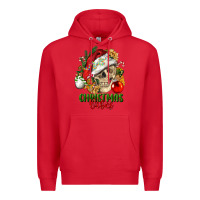 Red Christmas Vibes Human Skull Premium Hoodie - FaDigitalArtStudio