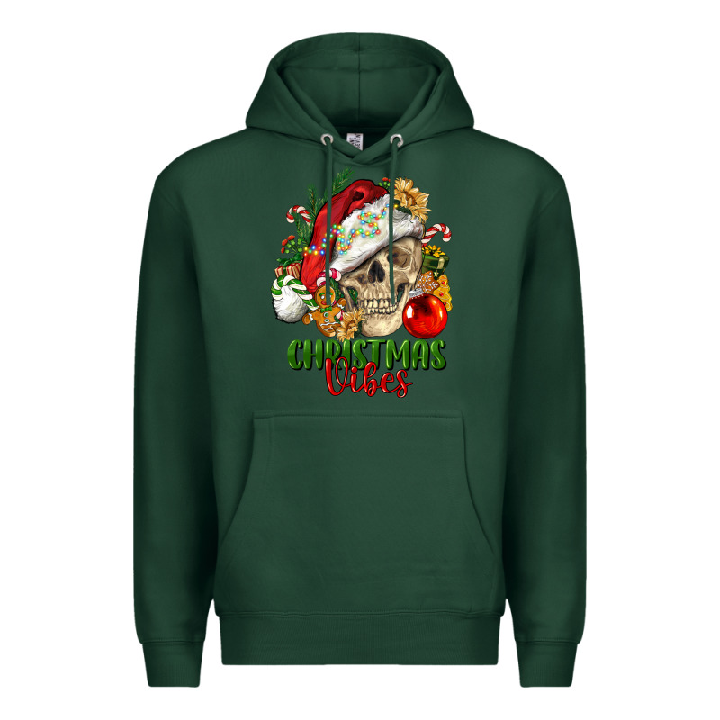 Christmas Vibes Human Skull Premium Hoodie by FaDigitalArtStudio | Teevron