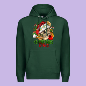 Christmas Vibes Human Skull Premium Hoodie Designed By Fadigitalartstudio
