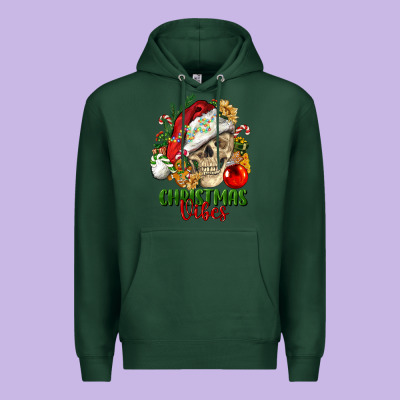 Christmas Vibes Human Skull Premium Hoodie Designed By Fadigitalartstudio