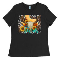 Western Texas  And Cowhide With Sunflower Ladies Tee | Teevron