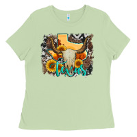 Matcha western texas  and cowhide with sunflower Ladies Tee - Artiststas
