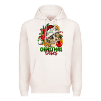 Pale Pink Christmas Vibes Human Skull Premium Hoodie - FaDigitalArtStudio
