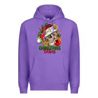 Purple Christmas Vibes Human Skull Premium Hoodie - FaDigitalArtStudio