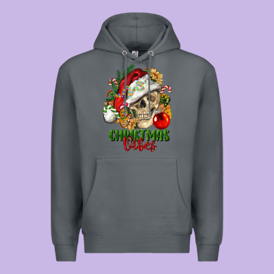 Christmas Vibes Human Skull Premium Hoodie Designed By Fadigitalartstudio