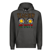 Charcoal Heather teacher of duty Premium Hoodie - CowhideDigitalArt