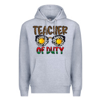 Heather Grey teacher of duty Premium Hoodie - CowhideDigitalArt