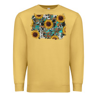 Antique Gold western sunflowers turquoise cowhide background Premium Sweatshirt - RanaPortraitStore