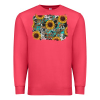 Cardinal western sunflowers turquoise cowhide background Premium Sweatshirt - RanaPortraitStore