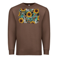 Chestnut western sunflowers turquoise cowhide background Premium Sweatshirt - RanaPortraitStore