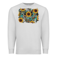 Dove Grey western sunflowers turquoise cowhide background Premium Sweatshirt - RanaPortraitStore