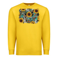 Lemon western sunflowers turquoise cowhide background Premium Sweatshirt - RanaPortraitStore