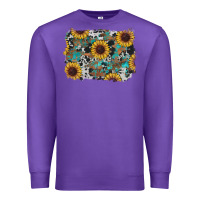 Purple western sunflowers turquoise cowhide background Premium Sweatshirt - RanaPortraitStore