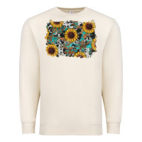 Sandshell western sunflowers turquoise cowhide background Premium Sweatshirt - RanaPortraitStore