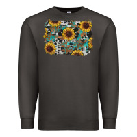 Smoke western sunflowers turquoise cowhide background Premium Sweatshirt - RanaPortraitStore