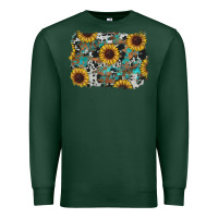 Sports Green western sunflowers turquoise cowhide background Premium Sweatshirt - RanaPortraitStore