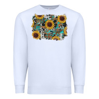 White western sunflowers turquoise cowhide background Premium Sweatshirt - RanaPortraitStore