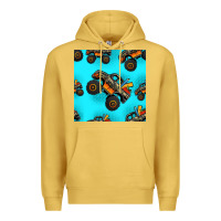 Antique Gold monster truck pre teen seamless pattern Premium Hoodie - HRA Design Shop