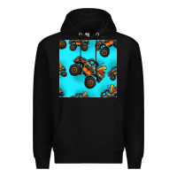 Black monster truck pre teen seamless pattern Premium Hoodie - HRA Design Shop
