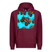Burgundy monster truck pre teen seamless pattern Premium Hoodie - HRA Design Shop