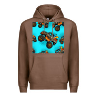 Chestnut monster truck pre teen seamless pattern Premium Hoodie - HRA Design Shop