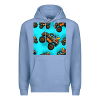Colony Blue monster truck pre teen seamless pattern Premium Hoodie - HRA Design Shop