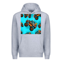 Heather Grey monster truck pre teen seamless pattern Premium Hoodie - HRA Design Shop