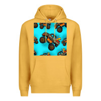 Mustard monster truck pre teen seamless pattern Premium Hoodie - HRA Design Shop