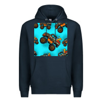 Navy monster truck pre teen seamless pattern Premium Hoodie - HRA Design Shop