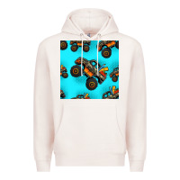 Pale Pink monster truck pre teen seamless pattern Premium Hoodie - HRA Design Shop
