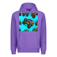 Purple monster truck pre teen seamless pattern Premium Hoodie - HRA Design Shop