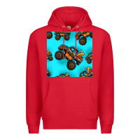 Red monster truck pre teen seamless pattern Premium Hoodie - HRA Design Shop
