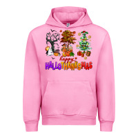 Fuchsia Pink happy hallothanksmas trees Urban Hoodie - AdoDesignShop