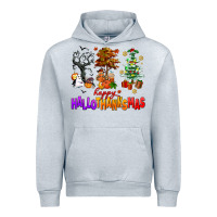 Heather Grey happy hallothanksmas trees Urban Hoodie - AdoDesignShop