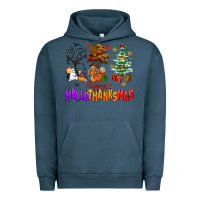 Pigment Midnight Navy happy hallothanksmas trees Urban Hoodie - AdoDesignShop
