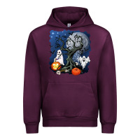 Mauve Wine halloween tree and ghosts Urban Hoodie - AdoDesignShop