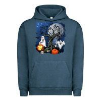 Pigment Midnight Navy halloween tree and ghosts Urban Hoodie - AdoDesignShop