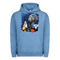 Pigment Pebble Blue halloween tree and ghosts Urban Hoodie - AdoDesignShop