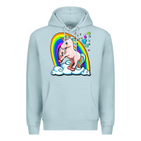 Blue Mist cute unicorn with rainbow Premium Hoodie - FaDigitalArtStudio
